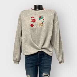 Basic Editions VTG Ugly Christmas Sweater L Womens Fleece Lined Holiday Winter